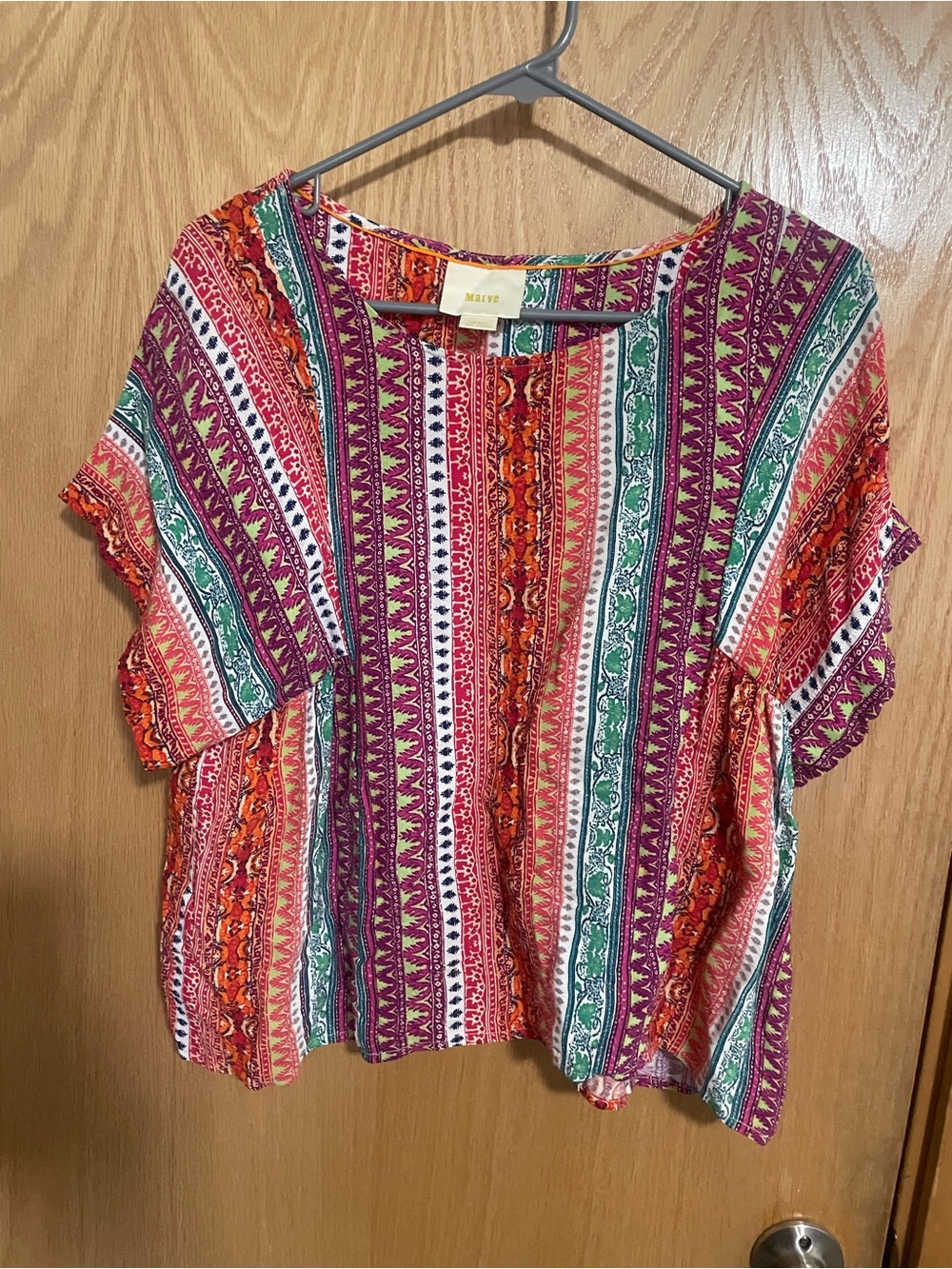 Maeve Bright Multi-Stripe Flutter Sleeve Tunic